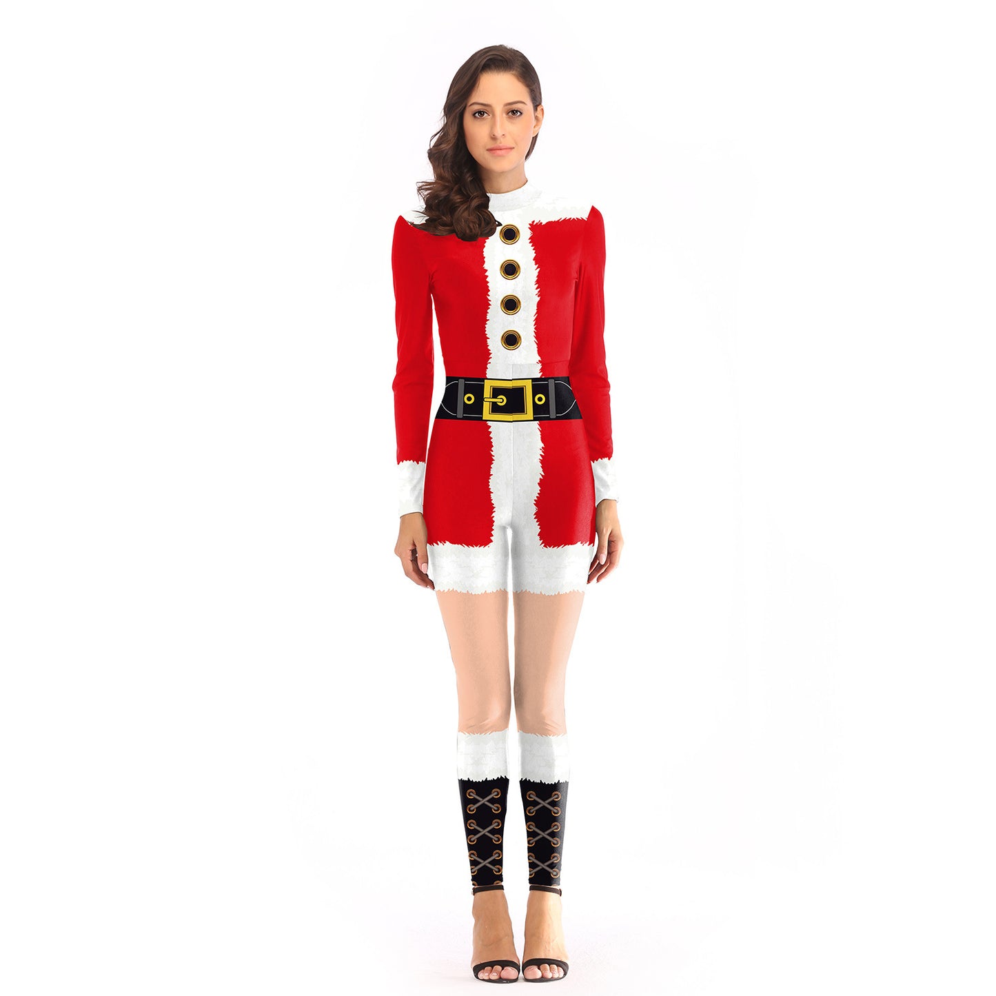 Women's Christmas 3D Print Bodysuit Jumpsuit – Santa & Elf Trompe-l’Œil Print | 5 Styles | S–XL
