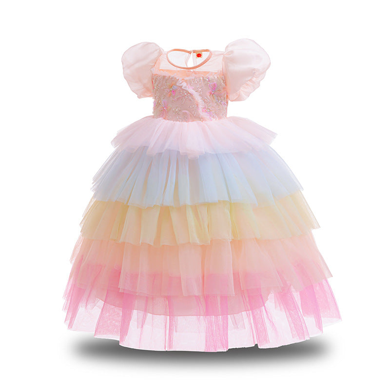 Halloween Charming Summer Dress for Girls, New Colorful Tutu Princess Dress, Birthday Formal Dress, Performance Dress