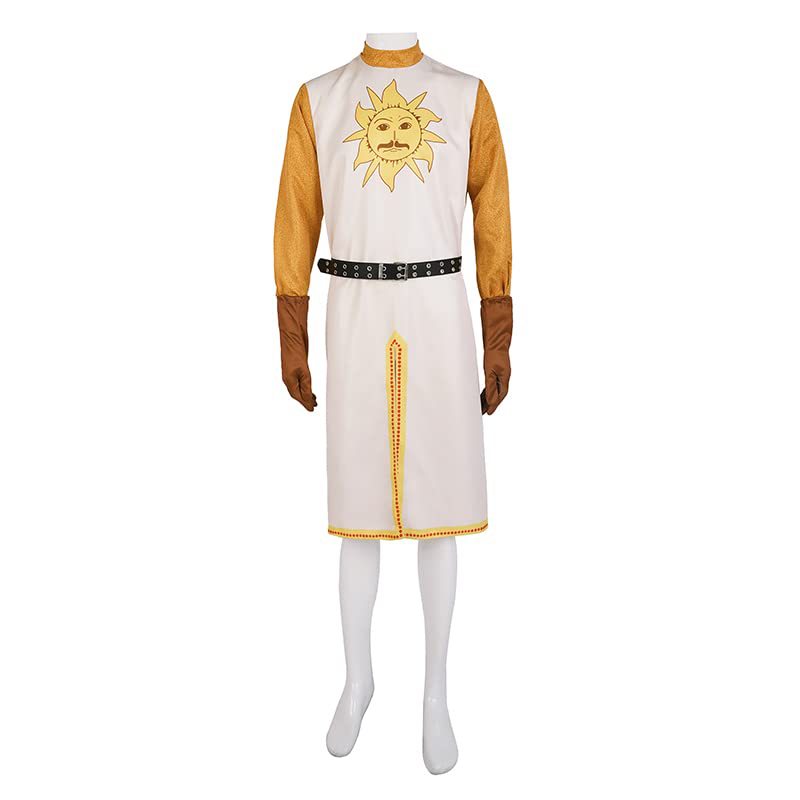 Monty Python Knight of the Round Table Cosplay Costume – White Sun Tabard, Gold Undershirt & Belt | XS–3XL