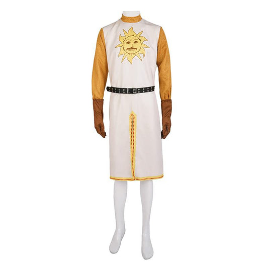 Monty Python Knight of the Round Table Cosplay Costume – White Sun Tabard, Gold Undershirt & Belt | XS–3XL