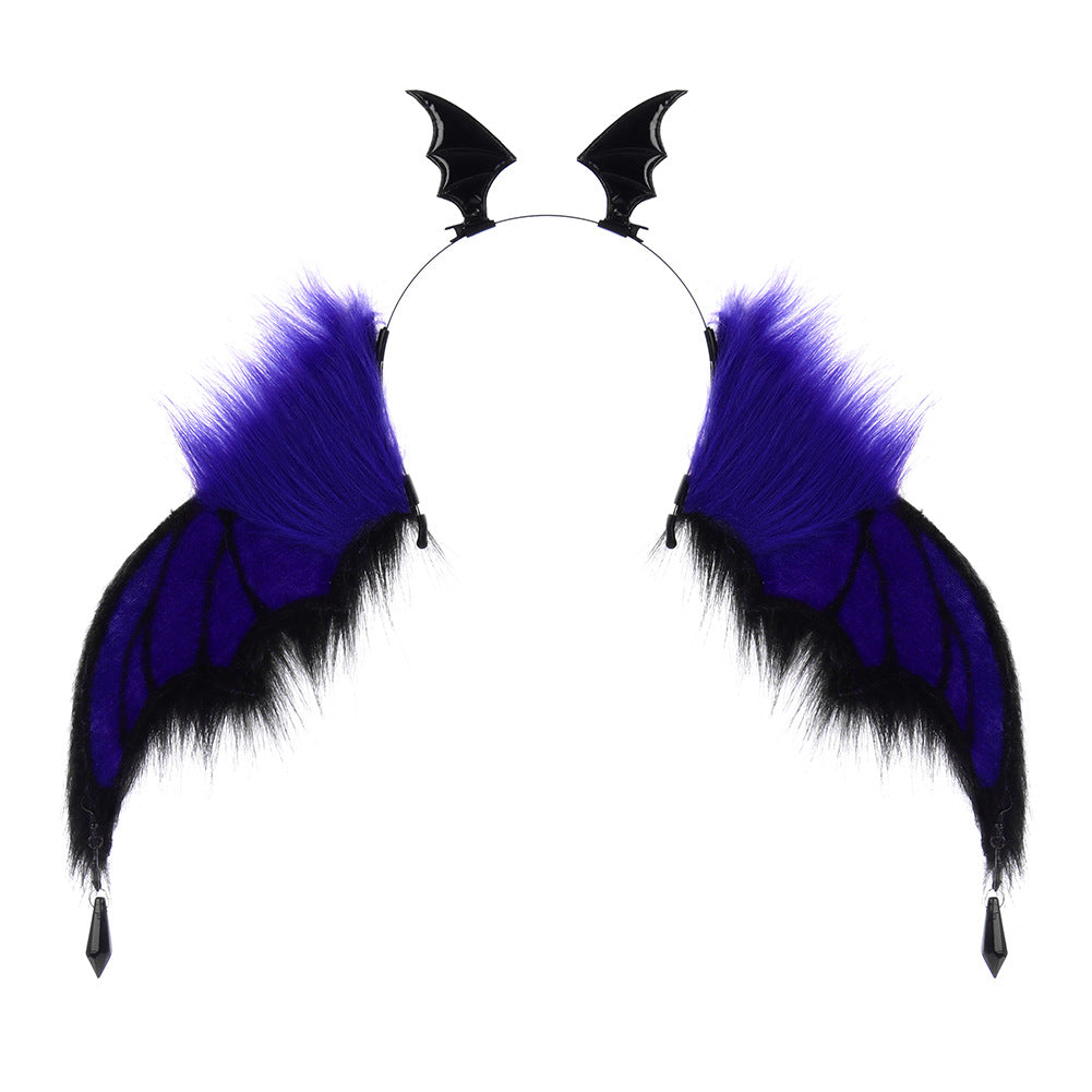 Dark Style Devil Bat Headband Halloween Convention Devil Horns Cosplay Bendable Animal Ears Performance Prop