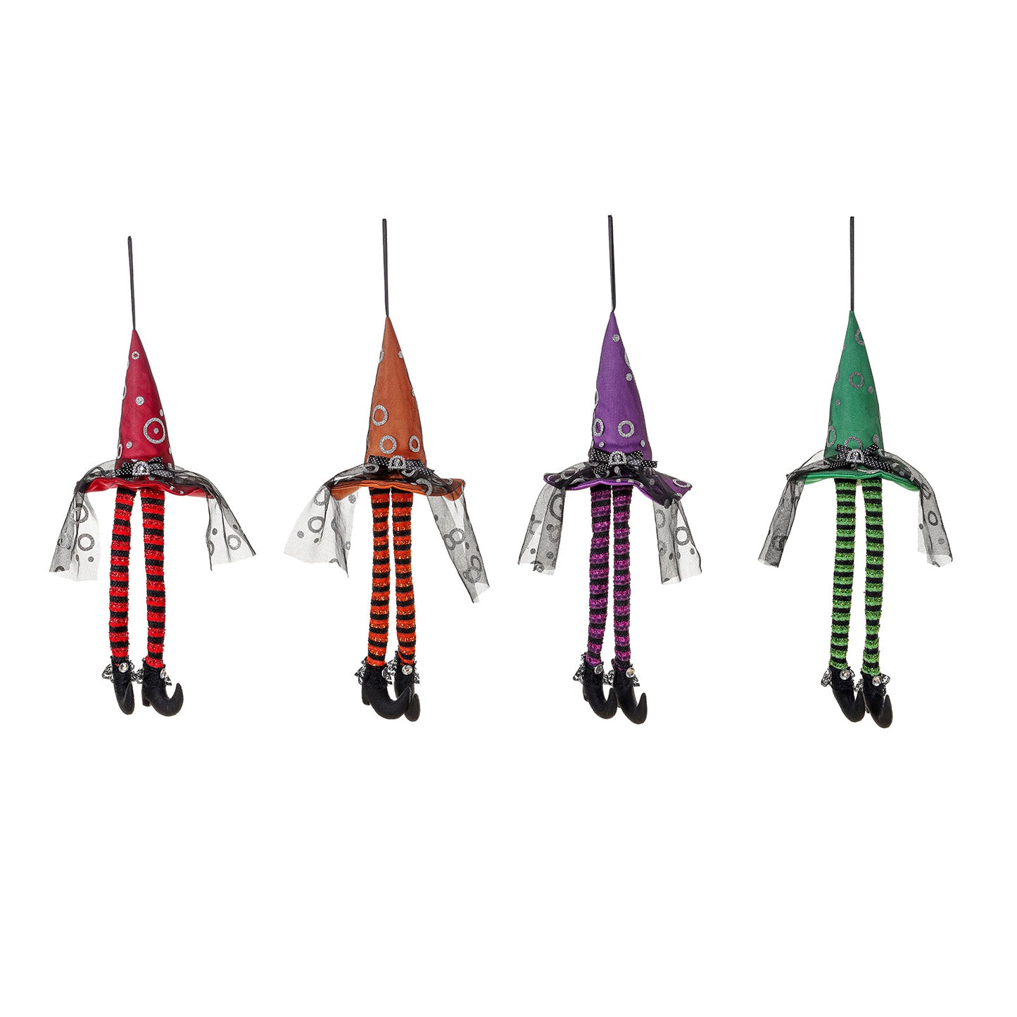 Halloween Witch Hat Window Hanging Decoration Striped Long Legs Party Atmosphere Decor for Bars and Parties