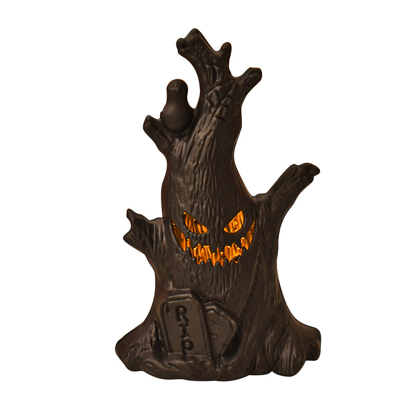 Halloween Decorative Funny Pumpkin Night Light Ghost Stump Decoration Scary Ghost Bedroom Scene Decoration Lamp