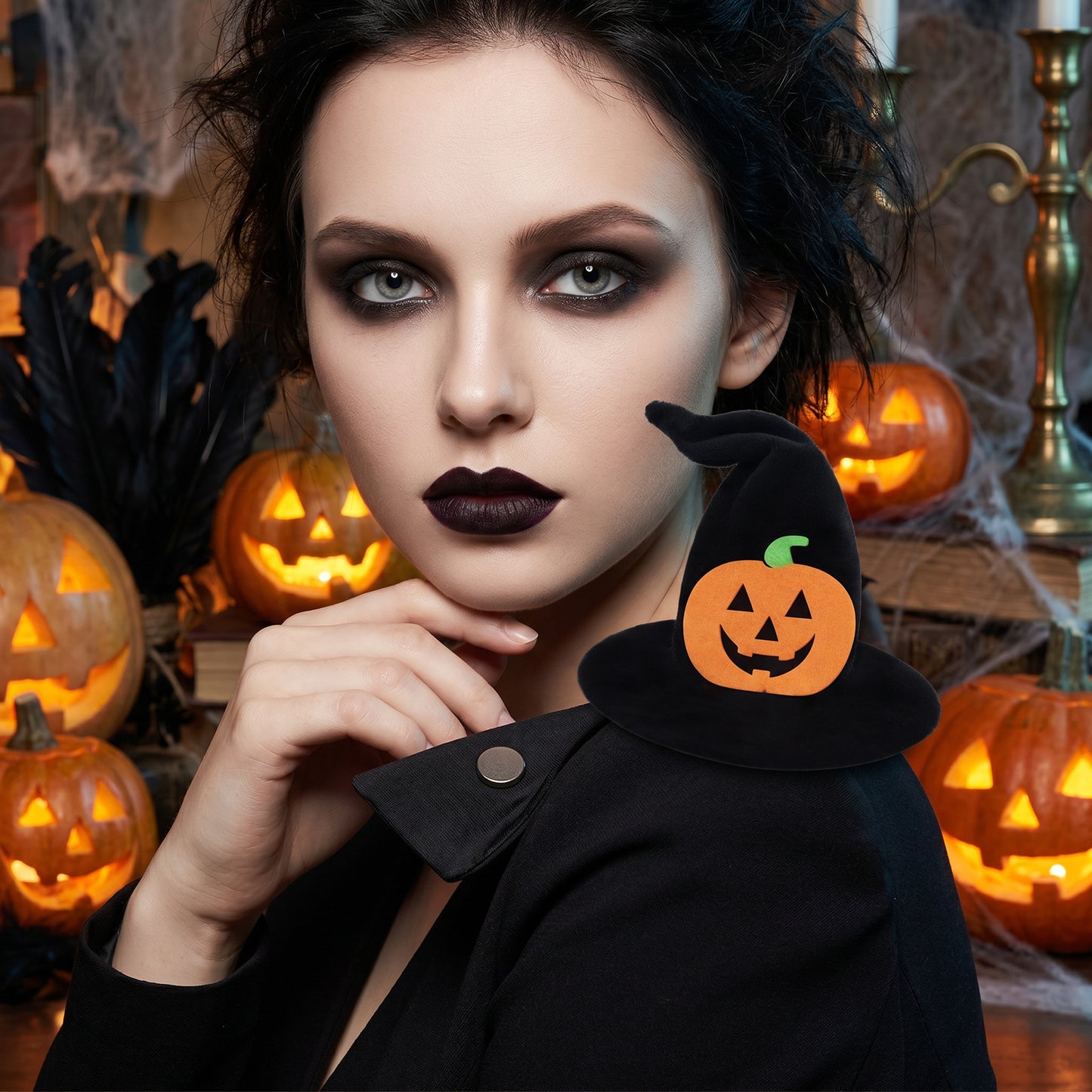 Halloween Witch Hat Hair Clip, Pumpkin Headwear for Party Cosplay, Fun and Quirky Hair Accessories