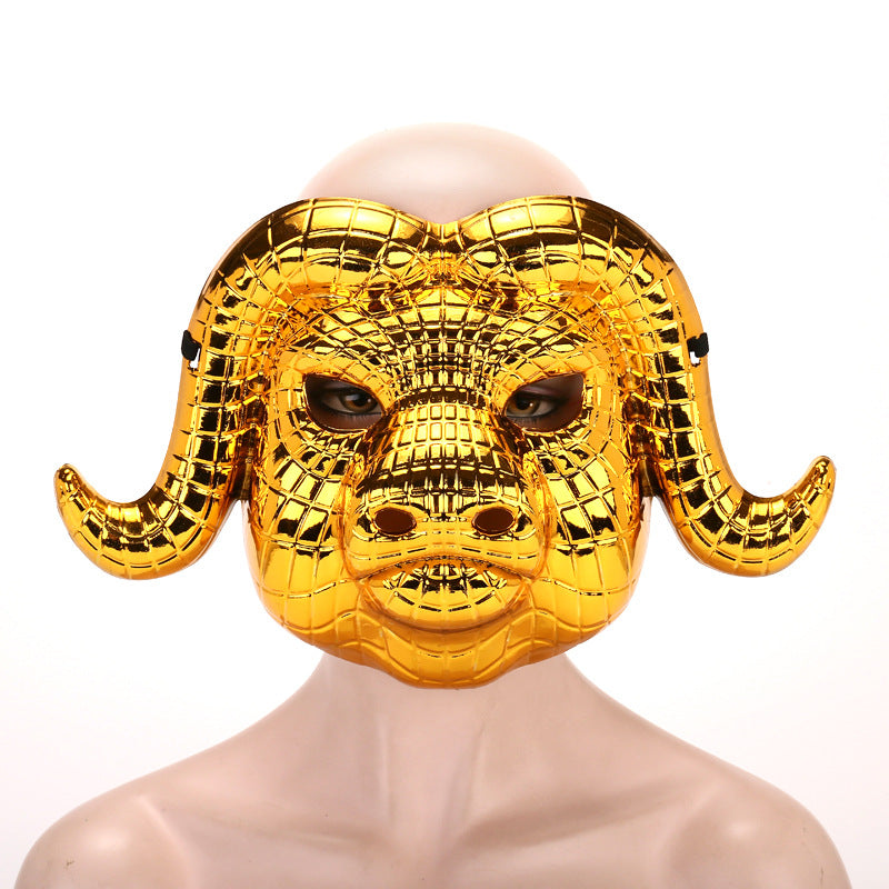 Halloween Lion Leopard Owl Pig Head Electroplated Mask  Popular Movie Theme Costume Party Prop
