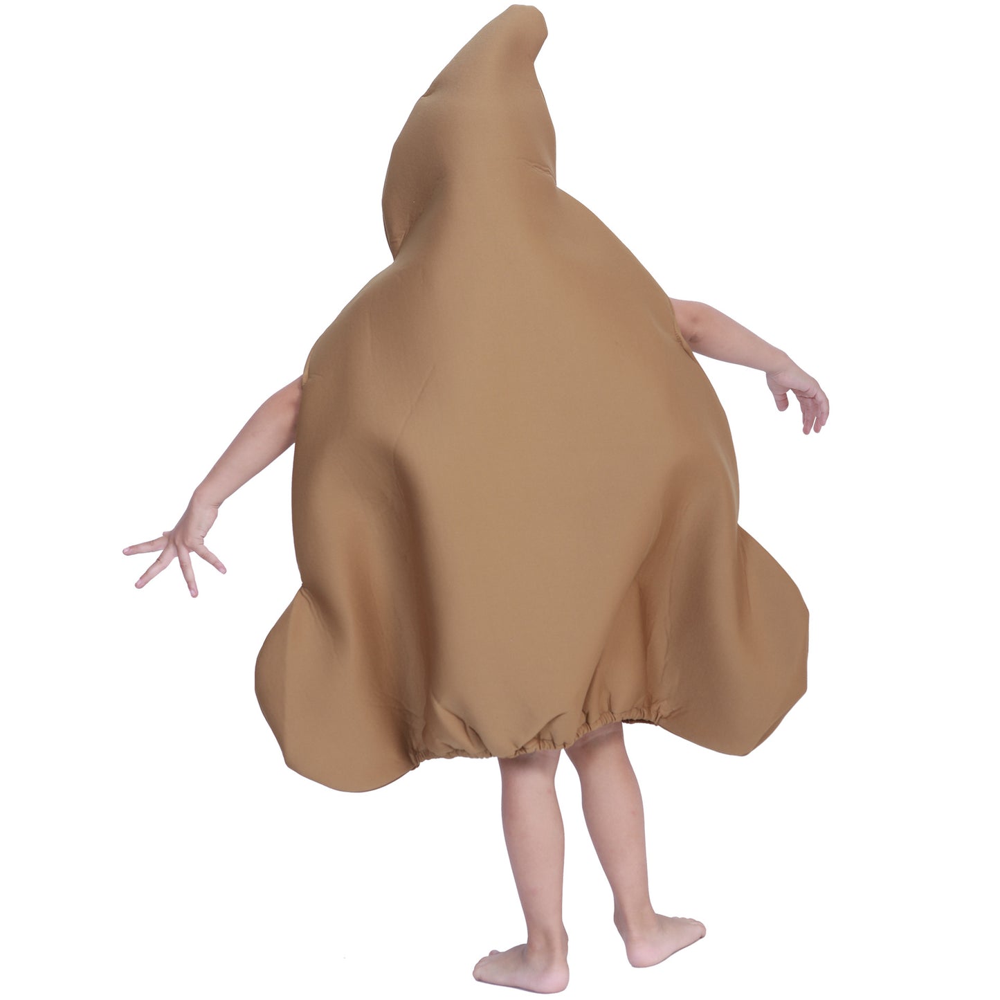 Kids' Poop Emoji Novelty Halloween Costume – Brown Padded Foam Body Suit with Smiling Face & Swirl Hood | One Size (M)