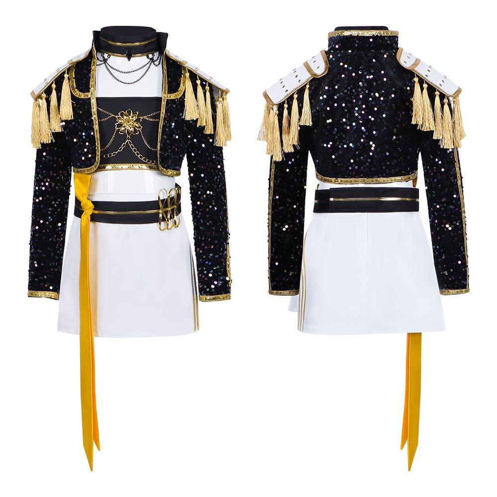 Lumi, Zoe & Mira Cosplay Costume – Wuthering Waves | Black Sequin Military Stage Outfit | Adults & Kids