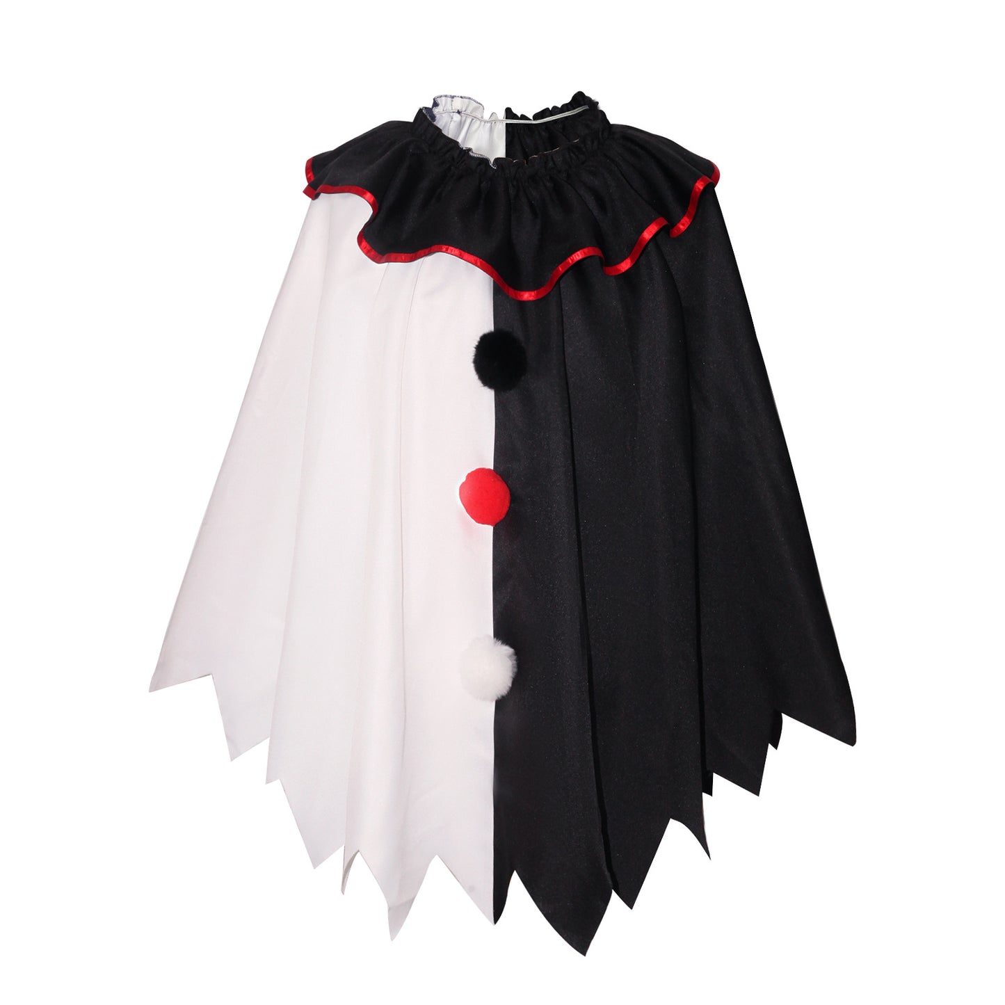 Horror Clown Cosplay Costume Halloween Women's Black and White Cape Masquerade Adult Cosplay Role Play Costume