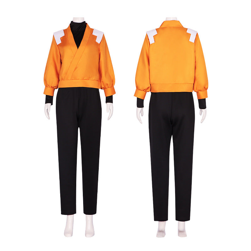 Yoruichi Shihoin Cosplay Costume – Bleach | Orange Wrap Top & Black Pants Set | Unisex S–3XL