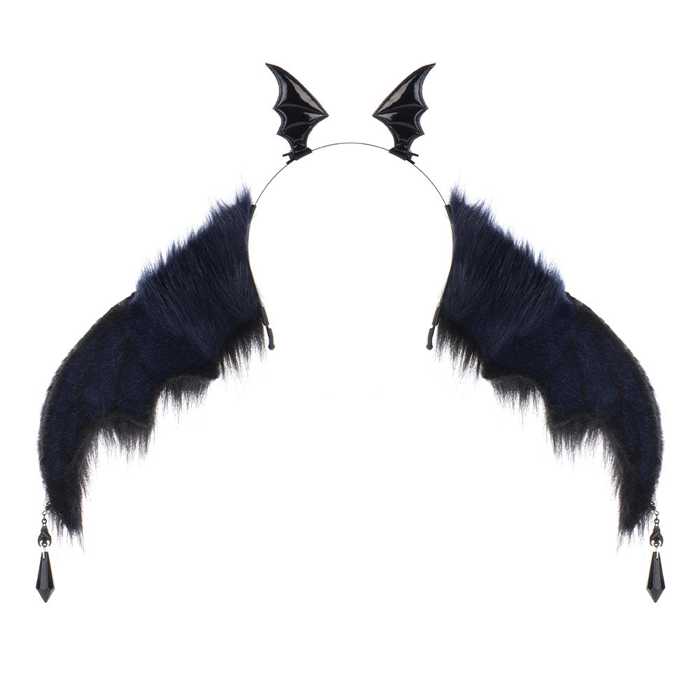 Dark Style Devil Bat Headband Halloween Convention Devil Horns Cosplay Bendable Animal Ears Performance Prop