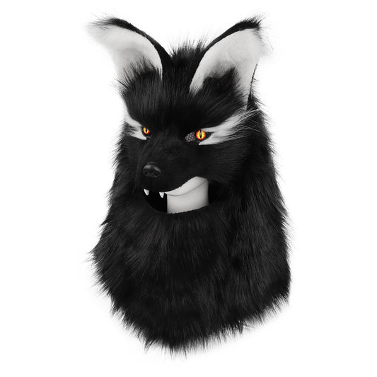 Halloween Party Faux Fur Canine Wolf Half-Face Mask Viking Medieval Costume Headpiece Prop