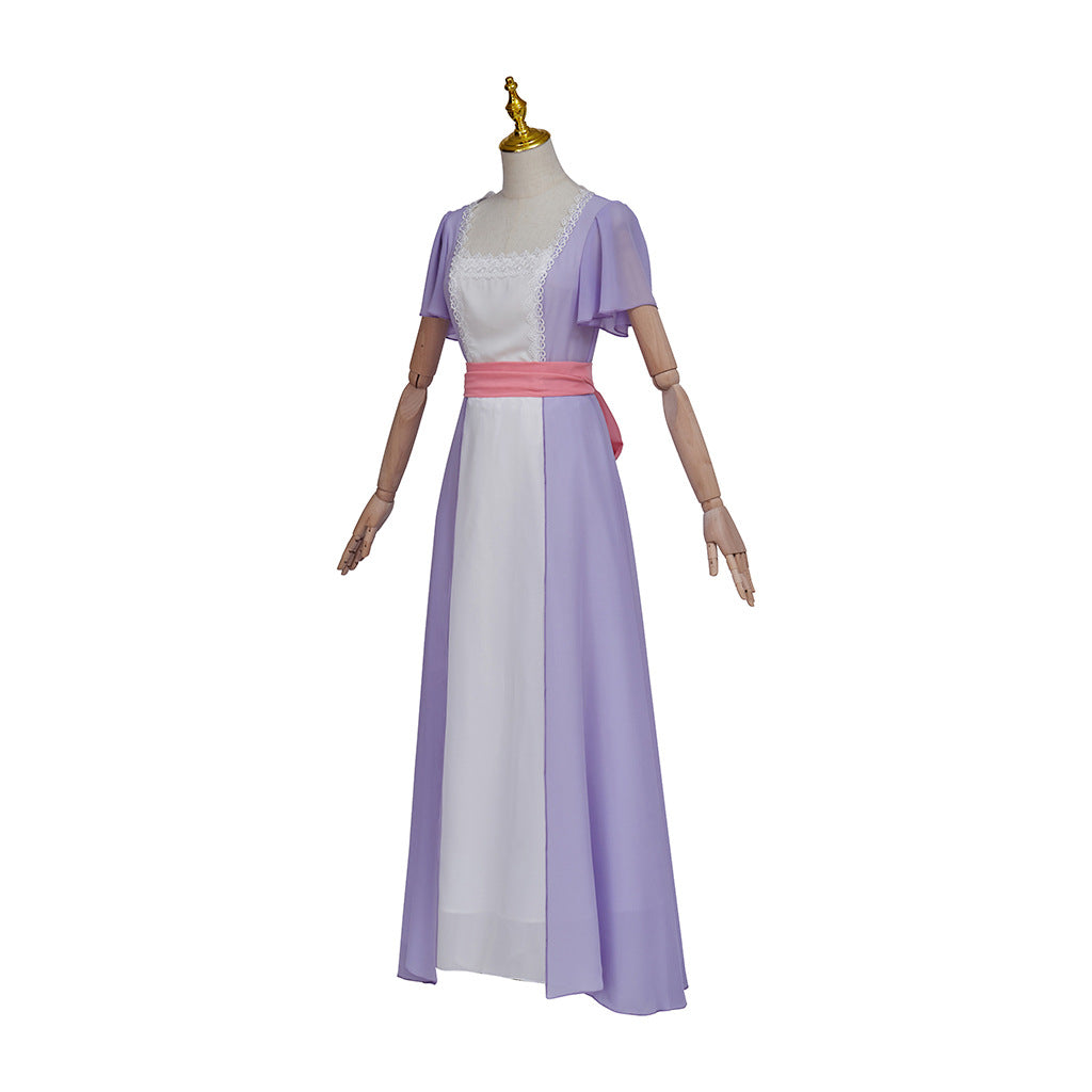 Rose DeWitt Bukater Cosplay Gown – Titanic | Lavender & White Edwardian Floor-Length Dress with Pink Sash | XS–3XL
