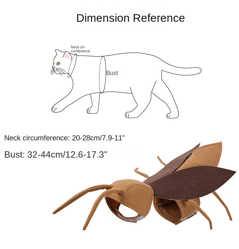 Cockroach Pet Halloween Costume – Funny Bug Transformation Outfit for Cats & Dogs | One Size