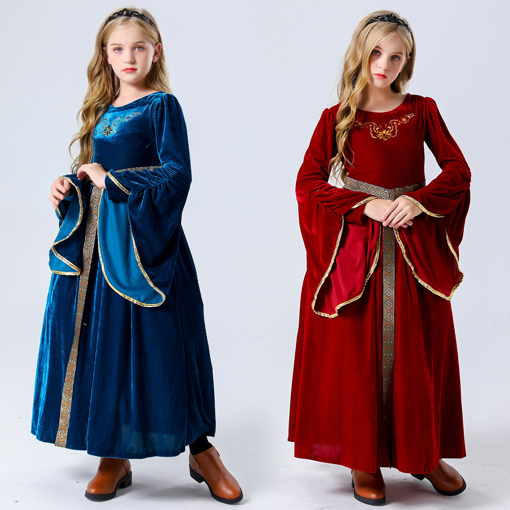 Stage performance costume, medieval Renaissance long dress costume, Halloween performance costume