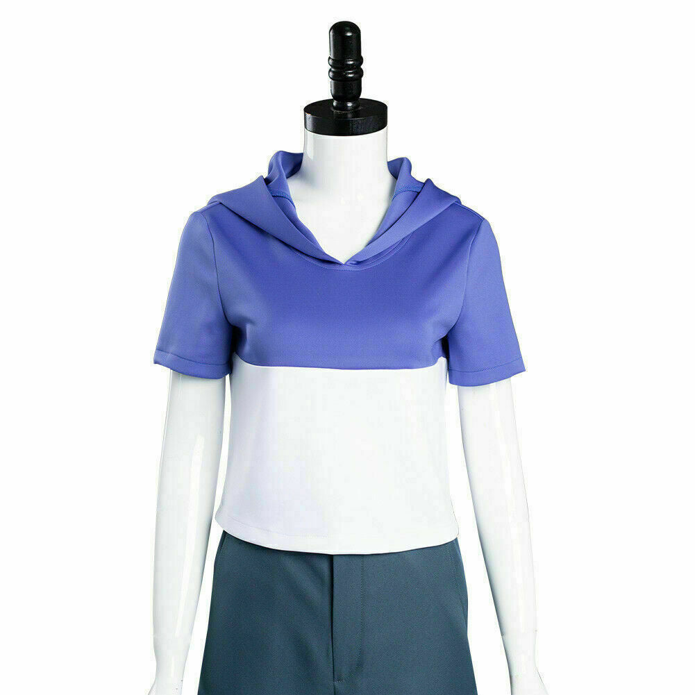 Luz Noceda Cosplay Costume – The Owl House (Disney) | Blue & White Hooded Top, Grey Shorts & Black Leggings | Kids & Adults