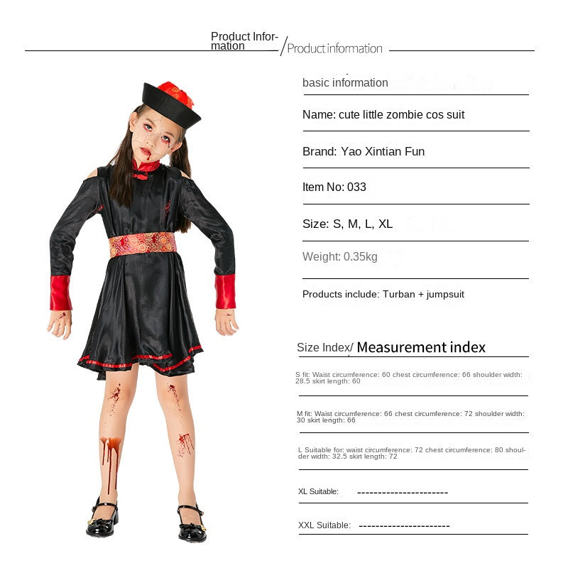 Zombie Costume Qing Dynasty Women's Clothing Halloween Costume Unisex Halloween Costume Ghost Festival Party Performance Costume