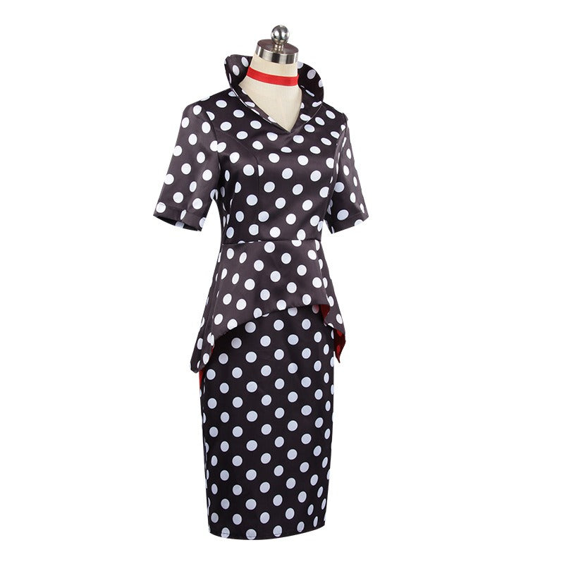 Other Mother Cosplay Costume – Coraline | Black & White Polka Dot Dress Set | Women's S–3XL