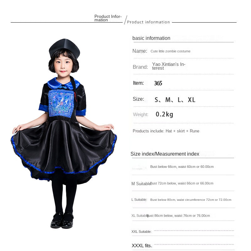 Zombie Costume Qing Dynasty Women's Clothing Halloween Costume Unisex Halloween Costume Ghost Festival Party Performance Costume