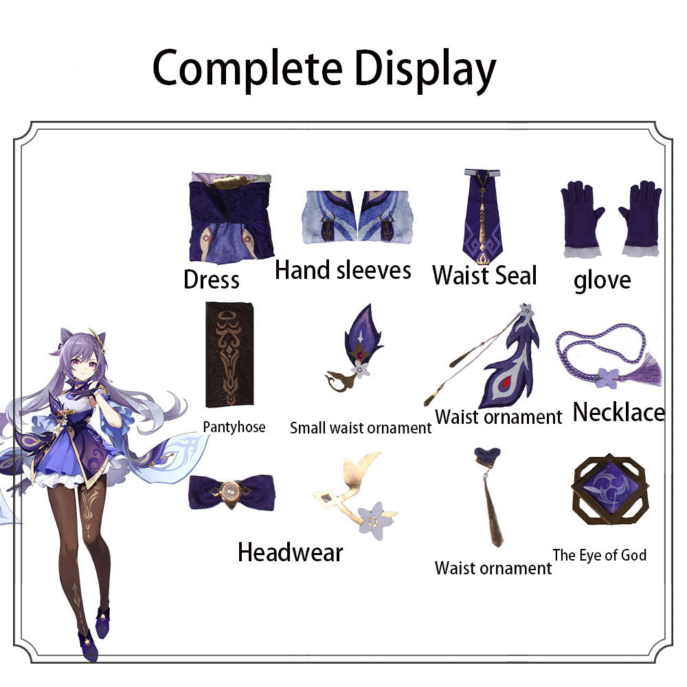Keqing Cosplay Costume – Genshin Impact | Women's Purple Qipao Set + Wig Option