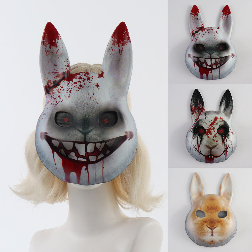 Halloween Mask Bloody Horror Rabbit Face Cover Rabbit Ears Mask Cosplay Costume Party Prop