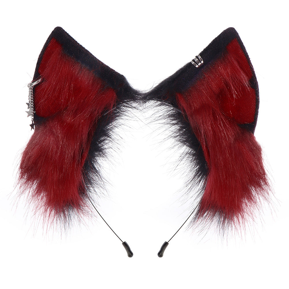 New Halloween Handmade Animal Ears Headband Cosplay Plush Realistic Fox Ears Anime Convention Live Stream Cat Headwear