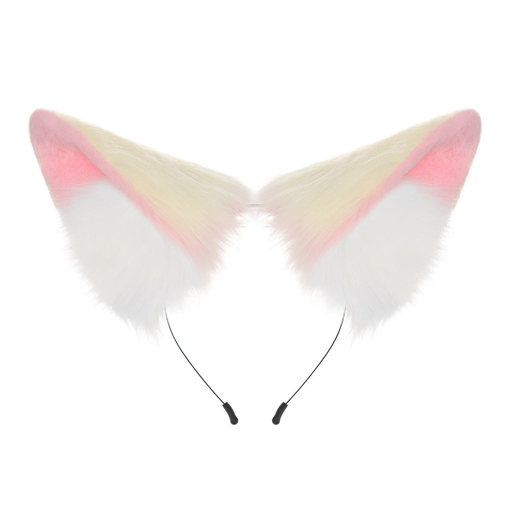 Halloween Plush Cat Girl Ears Realistic Fox Headpiece Cosplay Prop Handmade Animal Ears Hairband Comic Convention Hair Accessory