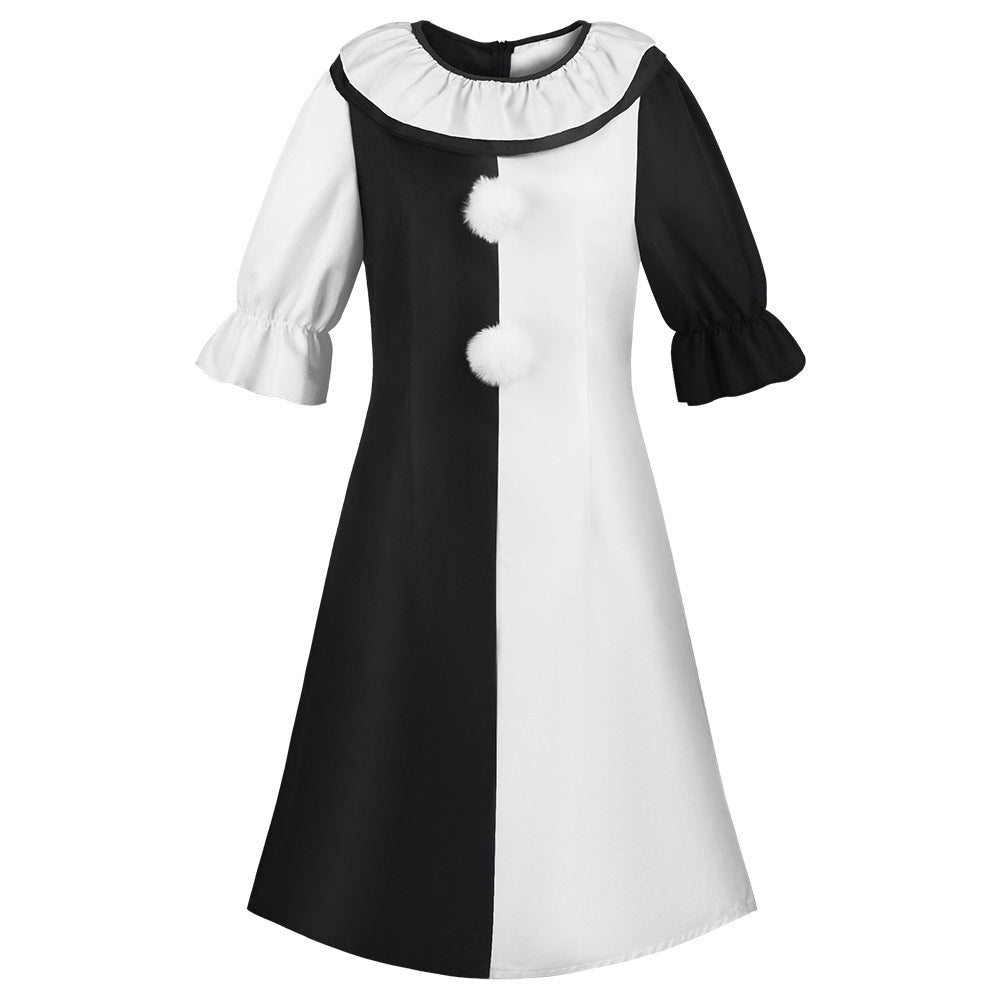 Pierrot Clown Halloween Costume – Black & White Jumpsuit | Men's, Women's & Kids'