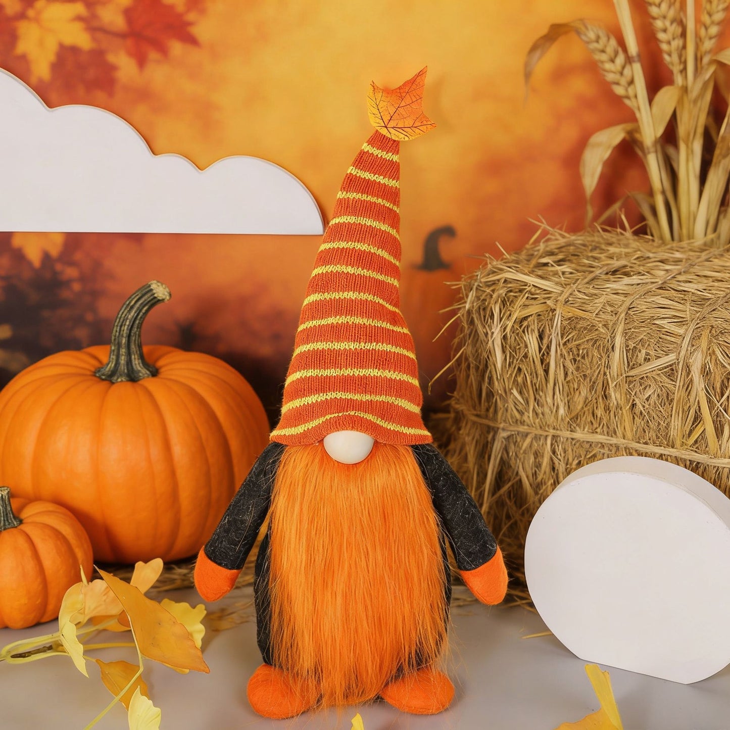 New Harvest Festival Orange Dwarf Doll Long Hat Plush Rudolph Santa Decoration Props