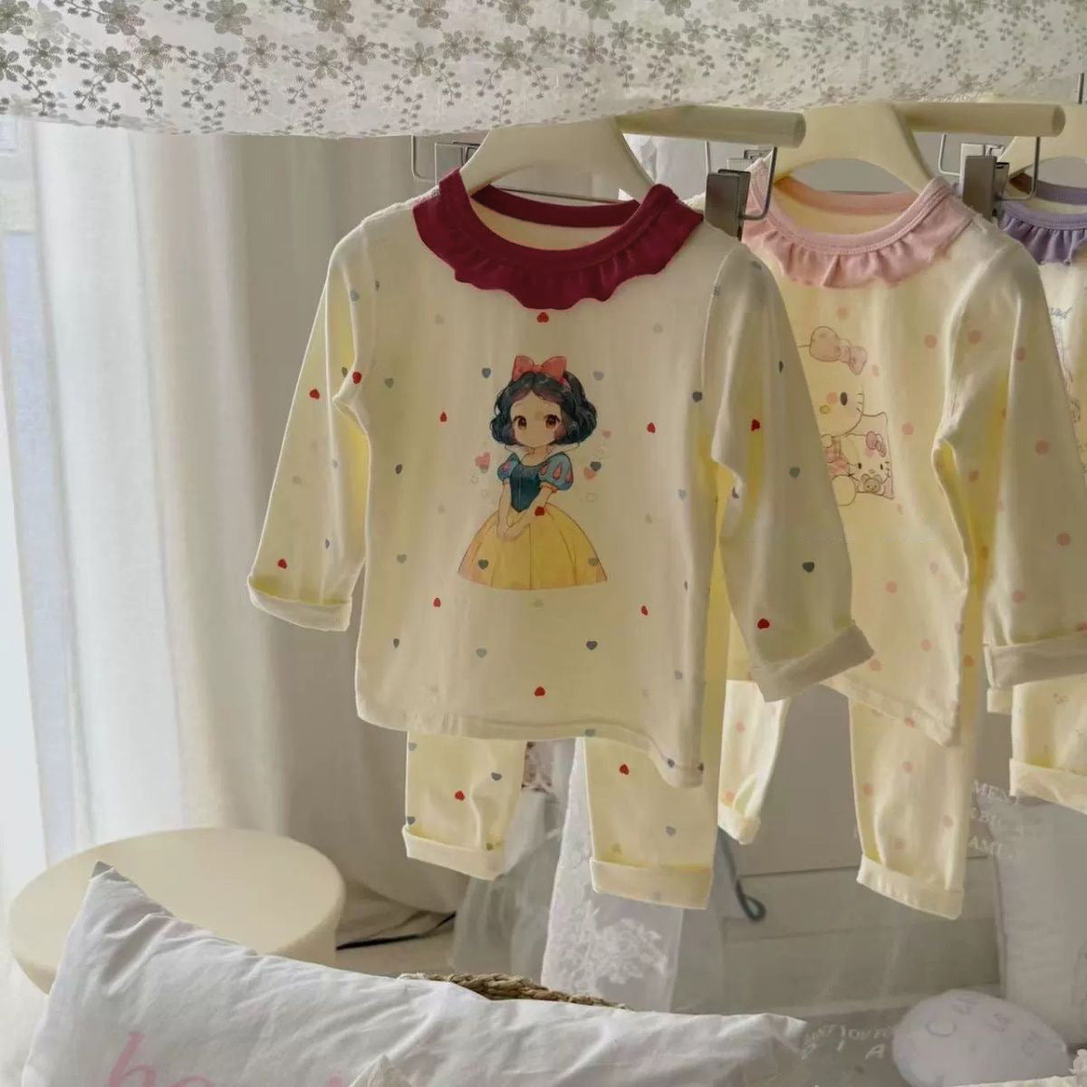Cute Princess Children's Homewear Set Long Sleeve Long Pants Two-Piece Kids Pajamas for Girls