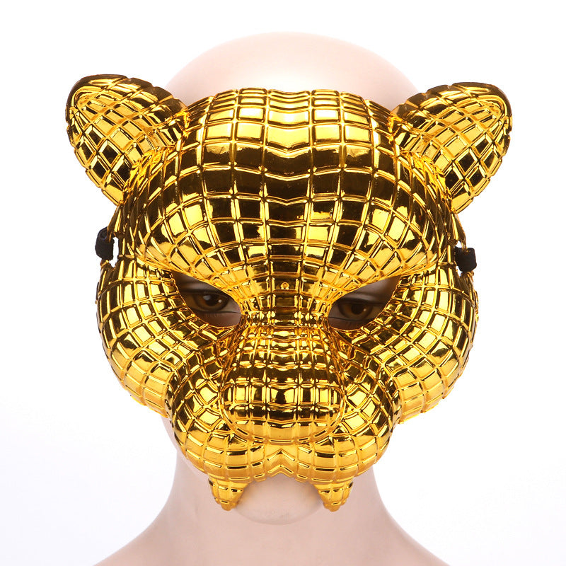 Halloween Lion Leopard Owl Pig Head Electroplated Mask  Popular Movie Theme Costume Party Prop