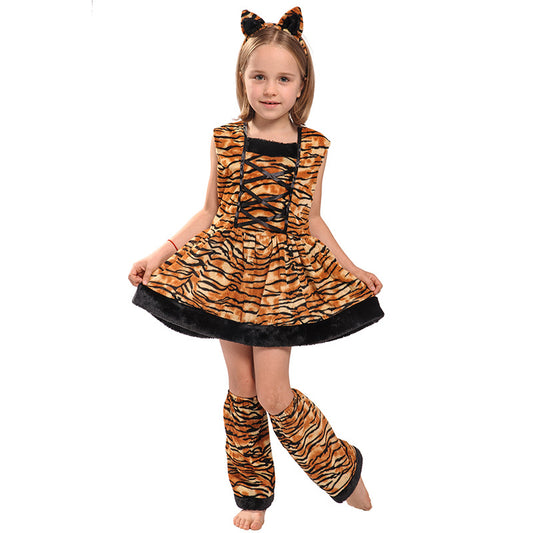 Halloween Purim festival tiger print girl girl sleeveless skirt cosplay costume