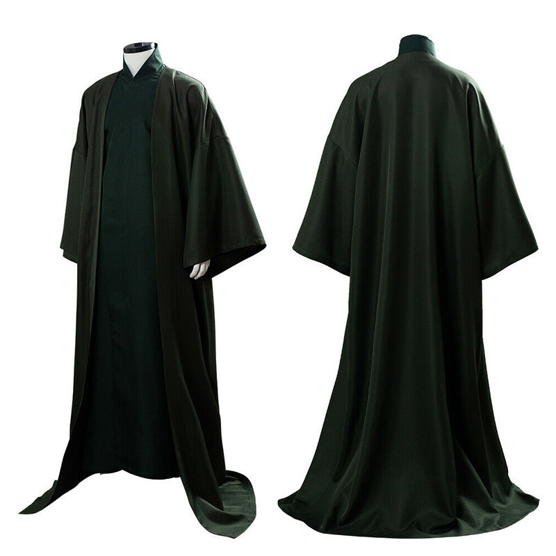 Lord Voldemort Cosplay Robe – Harry Potter | Dark Green Floor-Length Robe with Train | Unisex S–3XL