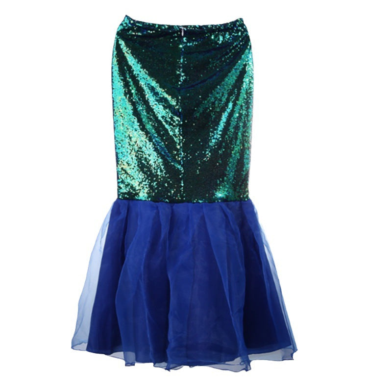 Women's Mermaid Tail Skirt – Floor-Length Fitted Costume Skirt | Green & Blue | S–2XL