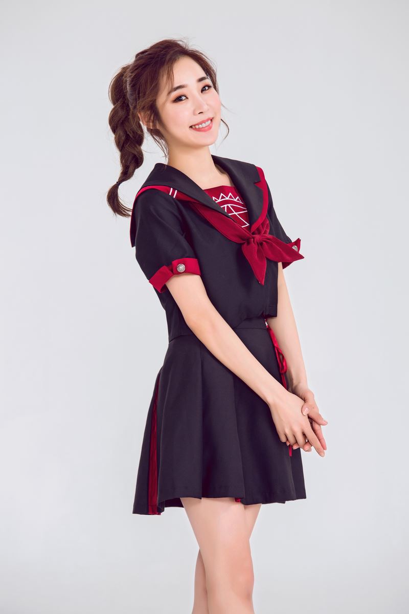 Women's Japanese Sailor School Uniform Cosplay Set – Black & Red JK Crop Jacket, Bow Tie & Pleated Skirt | S–XL