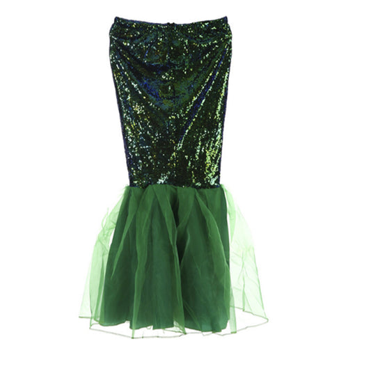 Women's Mermaid Tail Skirt – Floor-Length Fitted Costume Skirt | Green & Blue | S–2XL
