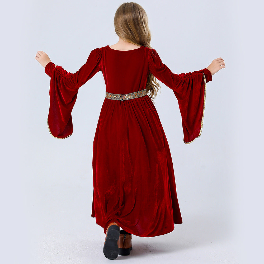 Stage performance costume, medieval Renaissance long dress costume, Halloween performance costume