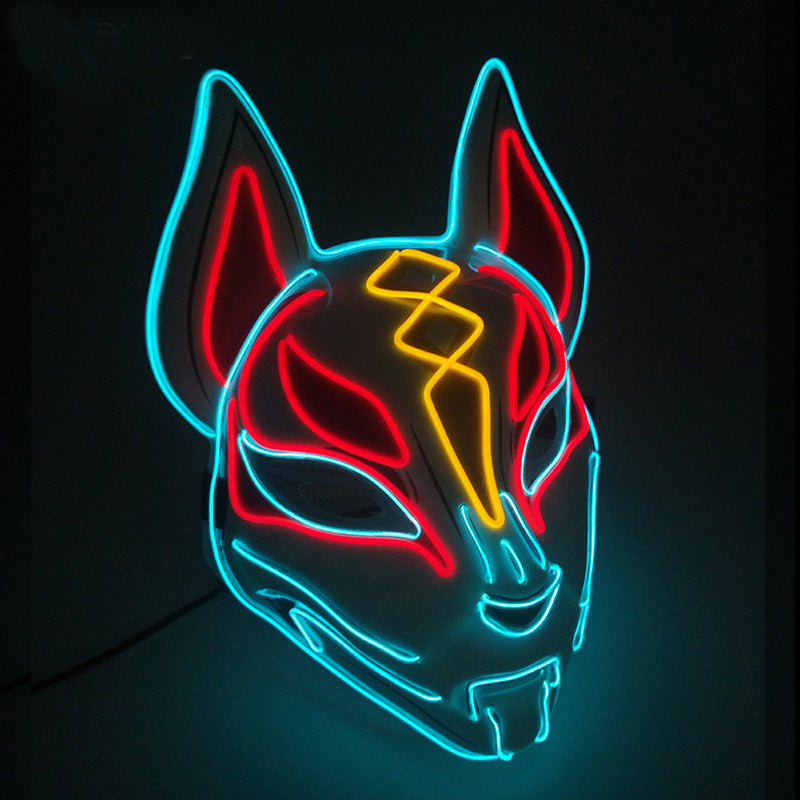 Halloween Party Glow Mask, Colorful Light Fox Mask, Costume Party Role Play LED Atmosphere Prop