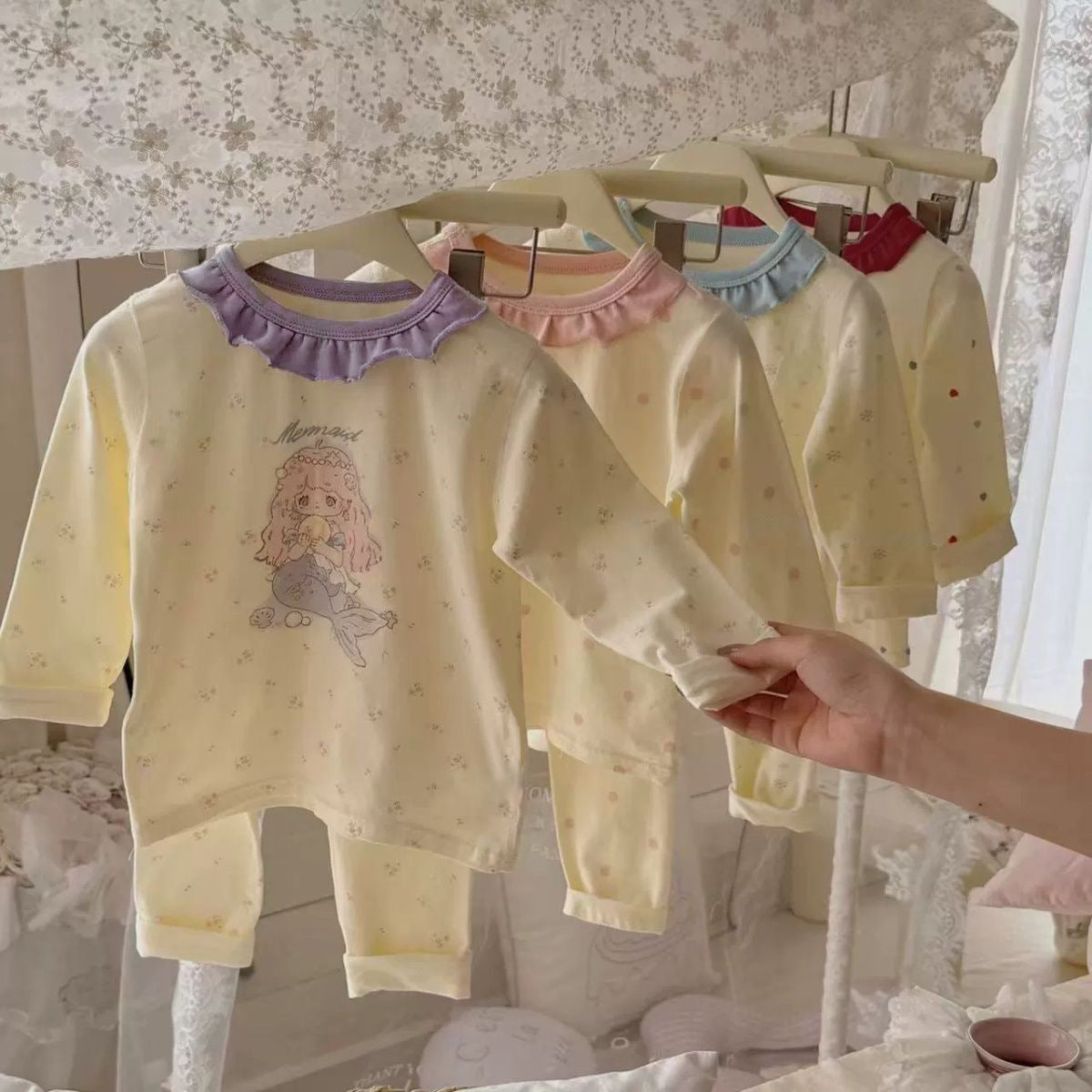 Cute Princess Children's Homewear Set Long Sleeve Long Pants Two-Piece Kids Pajamas for Girls