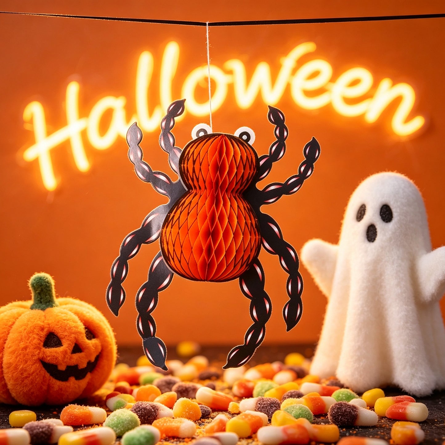 Halloween Honeycomb 3D Spider Haunted House Bar Atmosphere Paper Honeycomb Ball Hanging Decoration Fake Ghost Background Props