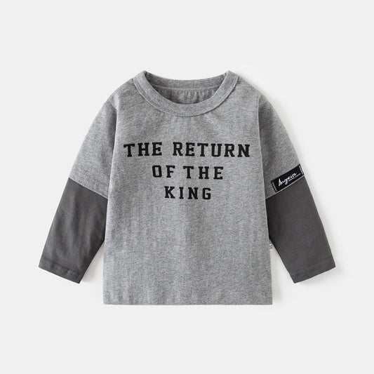 Long Sleeve T-Shirt for Boys Kids Baby Fake Two-Piece Base Layer Top