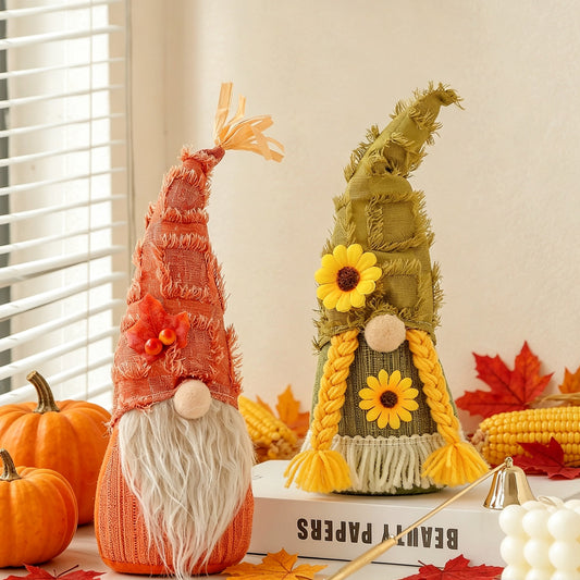 Harvest Festival Sunflower Maple Leaf Rudolph Thanksgiving Faceless Doll Desktop Display Figurine