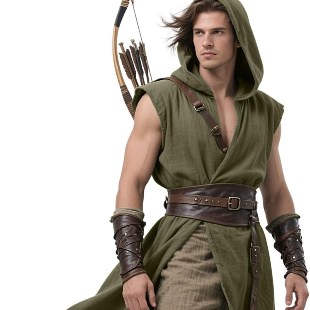 Medieval Sleeveless Cloak Renaissance Short Cape Men's Halloween LARP