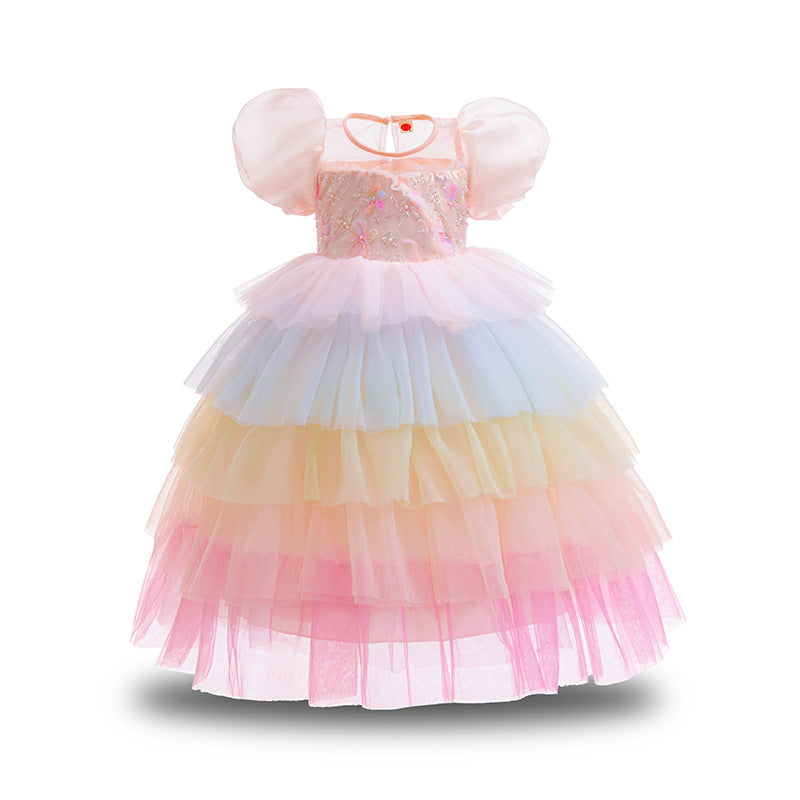 Halloween Charming Summer Dress for Girls, New Colorful Tutu Princess Dress, Birthday Formal Dress, Performance Dress
