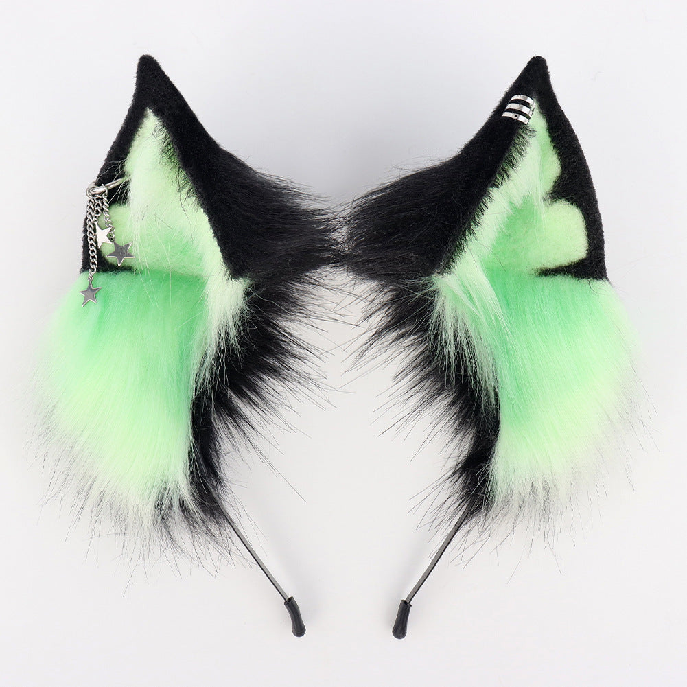 New Halloween Handmade Animal Ears Headband Cosplay Plush Realistic Fox Ears Anime Convention Live Stream Cat Headwear