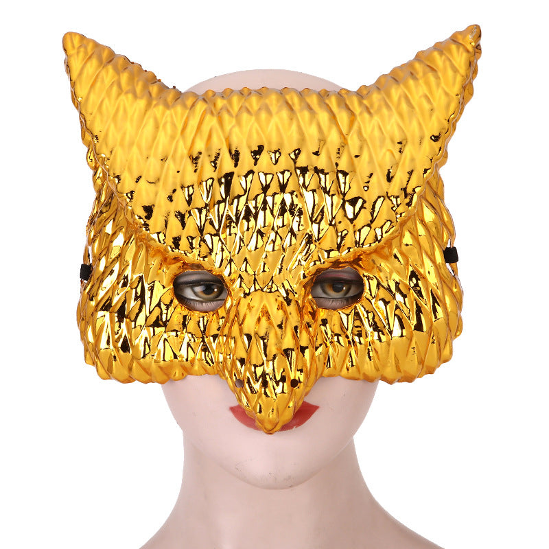 Halloween Lion Leopard Owl Pig Head Electroplated Mask  Popular Movie Theme Costume Party Prop
