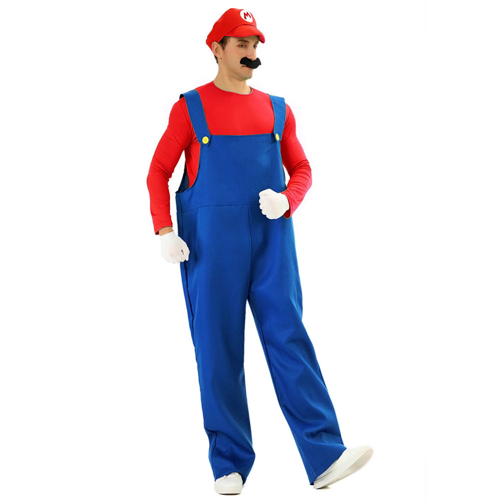 Halloween Costume Party Outfit Mario Cosplay Costume for Men and Women Adult Clothing Mario Performance Costume Wholesale