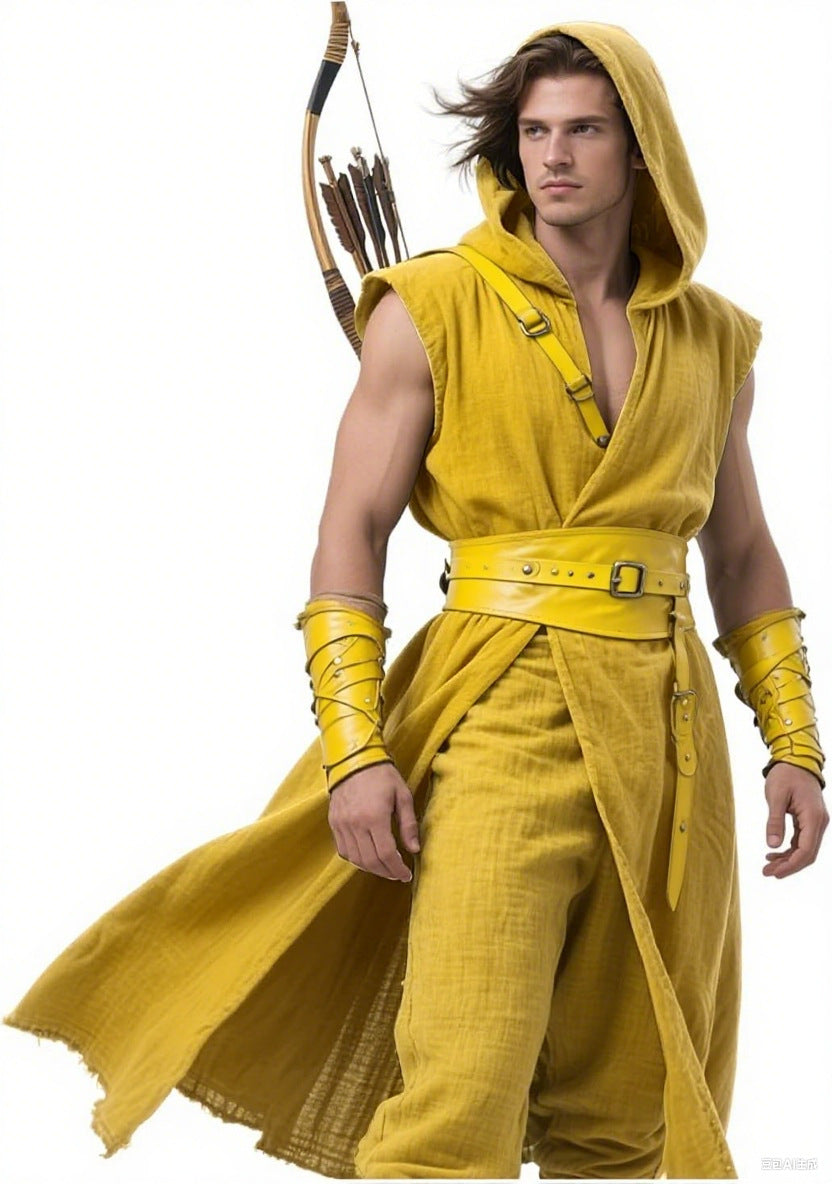 Medieval Sleeveless Cloak Renaissance Short Cape Men's Halloween LARP