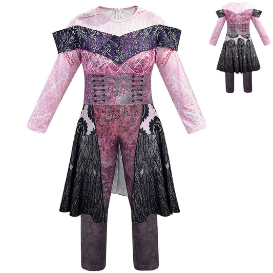 Girls' Audrey Cosplay Jumpsuit – Descendants 3 (Disney) | Pink & Black Printed Costume | Heights 120–160 cm