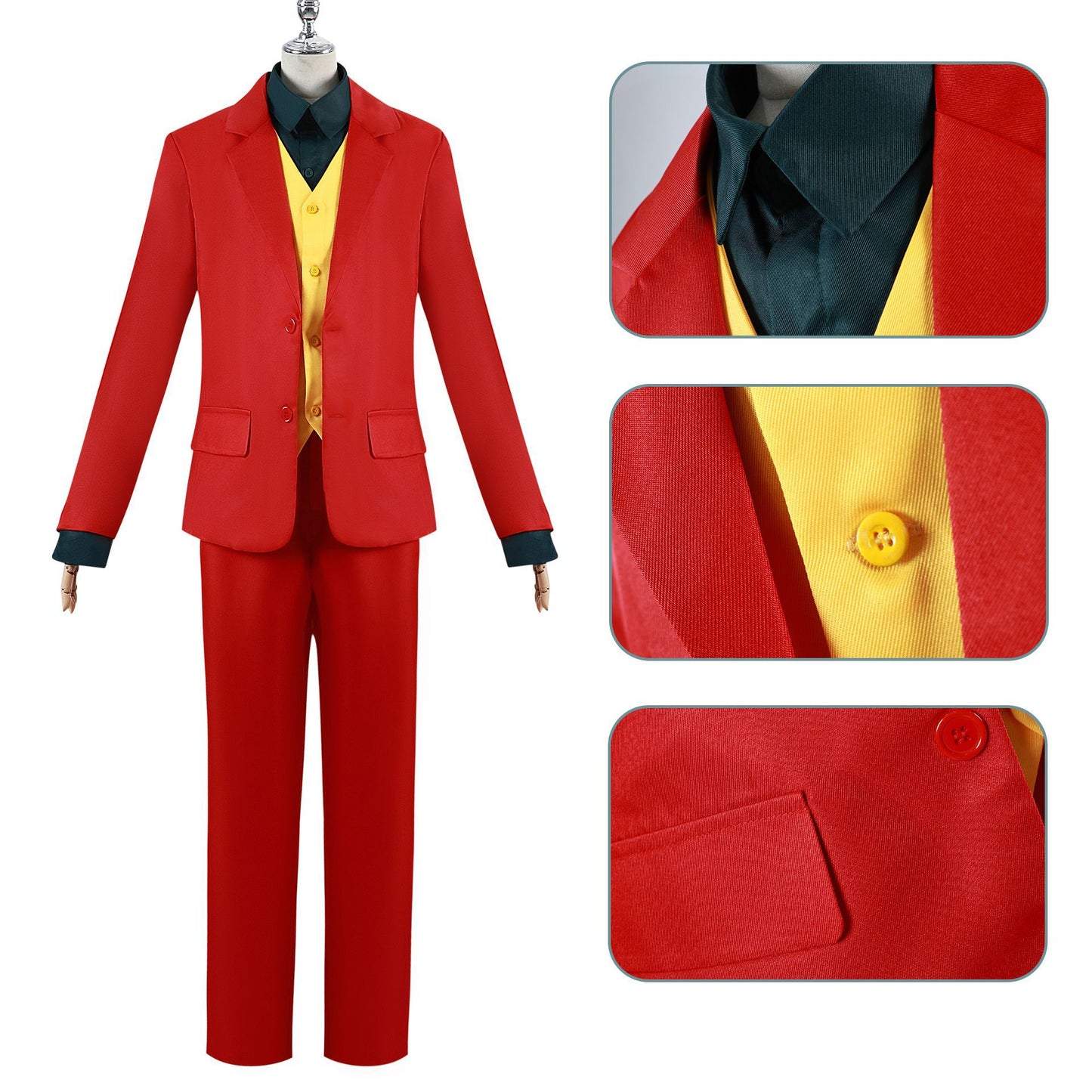 Joker Cosplay Costume – Arthur Fleck Red Suit | Joker (2019) | Red Blazer, Yellow Vest & Trousers Set | XS–3XL