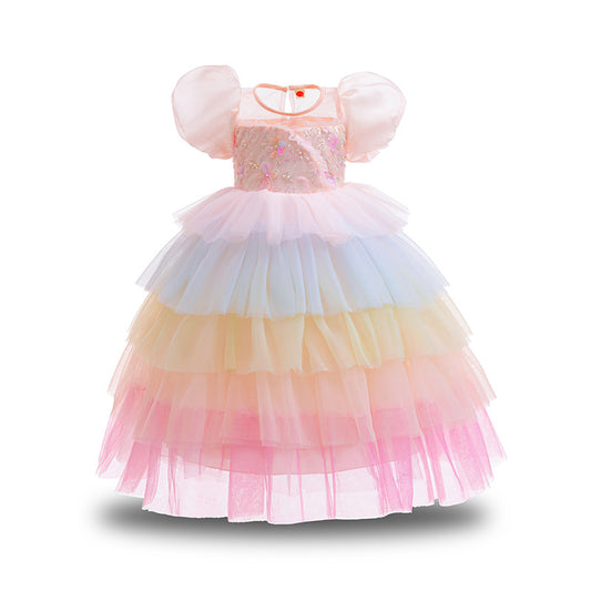 Halloween Charming Summer Dress for Girls, New Colorful Tutu Princess Dress, Birthday Formal Dress, Performance Dress
